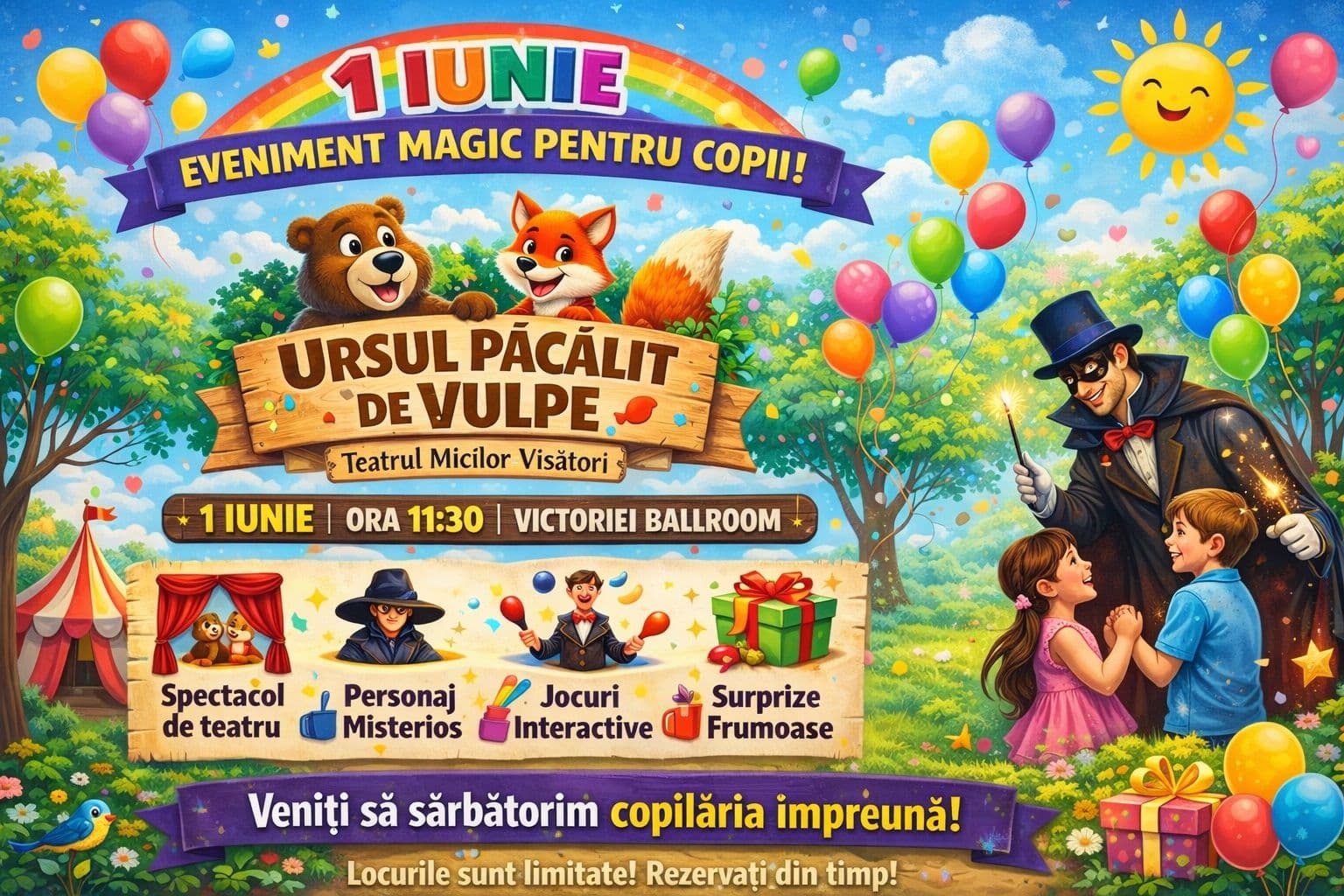 Ursul păcălit de vulpe și un eveniment magic pentru copii și părinți